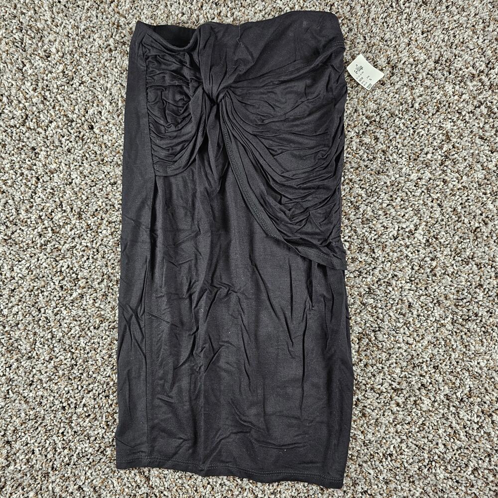 Mezzanine Womens Sz S Strapless Mini Dress Black Knotted Front